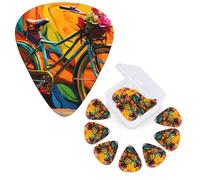 Guitar Picks 6 Pcs Guitar Plectrums with Storage Box 3 Different Thickness Colorful bicycle Guitar Picks Accessories Bass Pick for Electric Ukulele 2Pcs 0.46mm, 2Pcs 0.96mm, 2Pcs 0.71mm