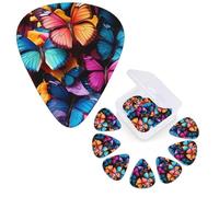 Guitar Picks 6 Pcs Guitar Plectrums with Storage Box 3 Different Thickness Colorful Butterflies Guitar Picks Accessories Bass Pick for Electric Ukulele 2Pcs 0.46mm, 2Pcs 0.96mm, 2Pcs 0.71mm