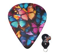 Guitar Picks 6 Pcs Guitar Plectrums with Storage Box 3 Different Thickness Colorful Butterflies Guitar Picks Accessories Bass Pick for Electric Ukulele 2Pcs 0.46mm, 2Pcs 0.96mm, 2Pcs 0.71mm