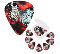 Guitar Picks 6 Pcs Guitar Plectrums with Storage Box 3 Different Thickness Colorful Flowers Butterflies Guitar Picks Accessories Bass Pick for Electric Ukulele 2Pcs 0.46mm, 2Pcs 0.96mm, 2Pcs 0.71mm