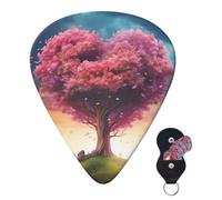 Guitar Picks 6 Pcs Guitar Plectrums with Storage Box 3 Different Thickness Colorful Heart Tree Guitar Picks Accessories Bass Pick for Electric Ukulele 2Pcs 0.46mm, 2Pcs 0.96mm, 2Pcs 0.71mm