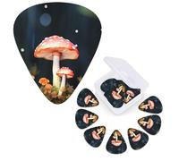 Guitar Picks 6 Pcs Guitar Plectrums with Storage Box 3 Different Thickness Colorful mushrooms Guitar Picks Accessories Bass Pick for Electric Ukulele 2Pcs 0.46mm, 2Pcs 0.96mm, 2Pcs 0.71mm
