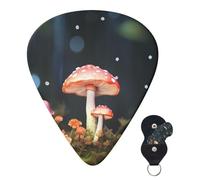 Guitar Picks 6 Pcs Guitar Plectrums with Storage Box 3 Different Thickness Colorful mushrooms Guitar Picks Accessories Bass Pick for Electric Ukulele 2Pcs 0.46mm, 2Pcs 0.96mm, 2Pcs 0.71mm
