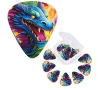 Guitar Picks 6 Pcs Guitar Plectrums with Storage Box 3 Different Thickness Colorful of dragons Guitar Picks Accessories Bass Pick for Electric Ukulele 2Pcs 0.46mm, 2Pcs 0.96mm, 2Pcs 0.71mm
