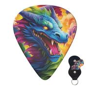 Guitar Picks 6 Pcs Guitar Plectrums with Storage Box 3 Different Thickness Colorful of dragons Guitar Picks Accessories Bass Pick for Electric Ukulele 2Pcs 0.46mm, 2Pcs 0.96mm, 2Pcs 0.71mm