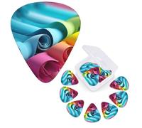 Guitar Picks 6 Pcs Guitar Plectrums with Storage Box 3 Different Thickness Colorful Paper Roll Guitar Picks Accessories Bass Pick for Electric Ukulele 2Pcs 0.46mm, 2Pcs 0.96mm, 2Pcs 0.71mm