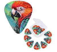 Guitar Picks 6 Pcs Guitar Plectrums with Storage Box 3 Different Thickness Colorful parrot Guitar Picks Accessories Bass Pick for Electric Ukulele 2Pcs 0.46mm, 2Pcs 0.96mm, 2Pcs 0.71mm