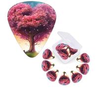 Guitar Picks 6 Pcs Guitar Plectrums with Storage Box 3 Different Thickness Colorful Pink Heart Tree Guitar Picks Accessories Bass Pick for Electric Ukulele 2Pcs 0.46mm, 2Pcs 0.96mm, 2Pcs 0.71mm