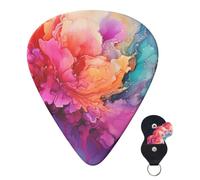 Guitar Picks 6 Pcs Guitar Plectrums with Storage Box 3 Different Thickness Colorful Watercolor Painting Guitar Picks Accessories Bass Pick for Electric Ukulele 2Pcs 0.46mm, 2Pcs 0.96mm, 2Pcs 0.71mm