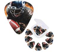 Guitar Picks 6 Pcs Guitar Plectrums with Storage Box 3 Different Thickness Cool American Football Guitar Picks Accessories Bass Pick for Electric Ukulele 2Pcs 0.46mm, 2Pcs 0.96mm, 2Pcs 0.71mm