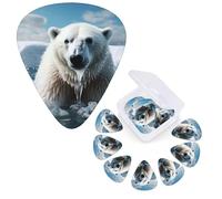 Guitar Picks 6 Pcs Guitar Plectrums with Storage Box 3 Different Thickness Cool Animal White Polar Bear Guitar Picks Accessories Bass Pick for Electric Ukulele 2Pcs 0.46mm, 2Pcs 0.96mm, 2Pcs 0.71mm