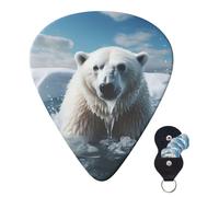 Guitar Picks 6 Pcs Guitar Plectrums with Storage Box 3 Different Thickness Cool Animal White Polar Bear Guitar Picks Accessories Bass Pick for Electric Ukulele 2Pcs 0.46mm, 2Pcs 0.96mm, 2Pcs 0.71mm