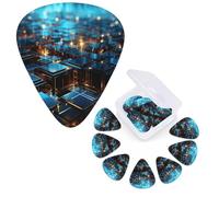 Guitar Picks 6 Pcs Guitar Plectrums with Storage Box 3 Different Thickness Cool Backgrounds Guitar Picks Accessories Bass Pick for Electric Ukulele 2Pcs 0.46mm, 2Pcs 0.96mm, 2Pcs 0.71mm