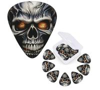 Guitar Picks 6 Pcs Guitar Plectrums with Storage Box 3 Different Thickness Cool Evil Skull Guitar Picks Accessories Bass Pick for Electric Ukulele 2Pcs 0.46mm, 2Pcs 0.96mm, 2Pcs 0.71mm