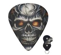 Guitar Picks 6 Pcs Guitar Plectrums with Storage Box 3 Different Thickness Cool Evil Skull Guitar Picks Accessories Bass Pick for Electric Ukulele 2Pcs 0.46mm, 2Pcs 0.96mm, 2Pcs 0.71mm