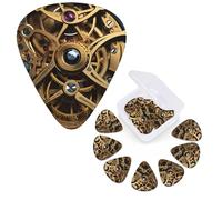 Guitar Picks 6 Pcs Guitar Plectrums with Storage Box 3 Different Thickness Cool Steampunk Gears Guitar Picks Accessories Bass Pick for Electric Ukulele 2Pcs 0.46mm, 2Pcs 0.96mm, 2Pcs 0.71mm