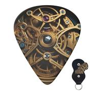 Guitar Picks 6 Pcs Guitar Plectrums with Storage Box 3 Different Thickness Cool Steampunk Gears Guitar Picks Accessories Bass Pick for Electric Ukulele 2Pcs 0.46mm, 2Pcs 0.96mm, 2Pcs 0.71mm