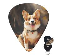 Guitar Picks 6 Pcs Guitar Plectrums with Storage Box 3 Different Thickness Corgi Dog Guitar Picks Accessories Bass Pick for Electric Ukulele 2Pcs 0.46mm, 2Pcs 0.96mm, 2Pcs 0.71mm