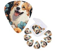 Guitar Picks 6 Pcs Guitar Plectrums with Storage Box 3 Different Thickness Corgi Pattern Guitar Picks Accessories Bass Pick for Electric Ukulele 2Pcs 0.46mm, 2Pcs 0.96mm, 2Pcs 0.71mm