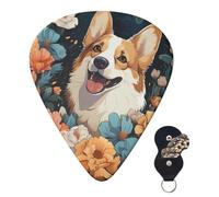 Guitar Picks 6 Pcs Guitar Plectrums with Storage Box 3 Different Thickness Corgi Pattern Guitar Picks Accessories Bass Pick for Electric Ukulele 2Pcs 0.46mm, 2Pcs 0.96mm, 2Pcs 0.71mm