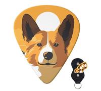 Guitar Picks 6 Pcs Guitar Plectrums with Storage Box 3 Different Thickness Corgi silhouette Guitar Picks Accessories Bass Pick for Electric Ukulele 2Pcs 0.46mm, 2Pcs 0.96mm, 2Pcs 0.71mm