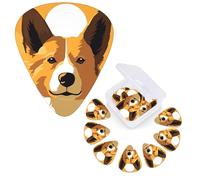Guitar Picks 6 Pcs Guitar Plectrums with Storage Box 3 Different Thickness Corgi silhouette Guitar Picks Accessories Bass Pick for Electric Ukulele 2Pcs 0.46mm, 2Pcs 0.96mm, 2Pcs 0.71mm