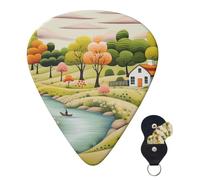 Guitar Picks 6 Pcs Guitar Plectrums with Storage Box 3 Different Thickness Country lifestyle Guitar Picks Accessories Bass Pick for Electric Ukulele 2Pcs 0.46mm, 2Pcs 0.96mm, 2Pcs 0.71mm