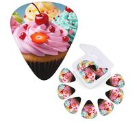 Guitar Picks 6 Pcs Guitar Plectrums with Storage Box 3 Different Thickness Cupcake Guitar Picks Accessories Bass Pick for Electric Ukulele 2Pcs 0.46mm, 2Pcs 0.96mm, 2Pcs 0.71mm