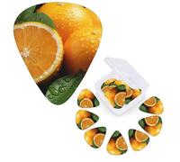 Guitar Picks 6 Pcs Guitar Plectrums with Storage Box 3 Different Thickness Cut orange Guitar Picks Accessories Bass Pick for Electric Ukulele 2Pcs 0.46mm, 2Pcs 0.96mm, 2Pcs 0.71mm
