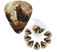 Guitar Picks 6 Pcs Guitar Plectrums with Storage Box 3 Different Thickness Cute Bears Play in The Tree Guitar Picks Accessories Bass Pick for Electric Ukulele 2Pcs 0.46mm, 2Pcs 0.96mm, 2Pcs 0.71mm