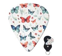Guitar Picks 6 Pcs Guitar Plectrums with Storage Box 3 Different Thickness Cute butterfly Guitar Picks Accessories Bass Pick for Electric Ukulele 2Pcs 0.46mm, 2Pcs 0.96mm, 2Pcs 0.71mm