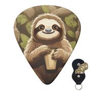 Guitar Picks 6 Pcs Guitar Plectrums with Storage Box 3 Different Thickness Cute Cartoon Sloth Guitar Picks Accessories Bass Pick for Electric Ukulele 2Pcs 0.46mm, 2Pcs 0.96mm, 2Pcs 0.71mm