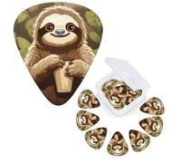Guitar Picks 6 Pcs Guitar Plectrums with Storage Box 3 Different Thickness Cute Cartoon Sloth Guitar Picks Accessories Bass Pick for Electric Ukulele 2Pcs 0.46mm, 2Pcs 0.96mm, 2Pcs 0.71mm