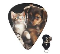 Guitar Picks 6 Pcs Guitar Plectrums with Storage Box 3 Different Thickness Cute Cats and Dogs Playing Guitar Picks Accessories Bass Pick for Electric Ukulele 2Pcs 0.46mm, 2Pcs 0.96mm, 2Pcs 0.71mm