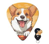 Guitar Picks 6 Pcs Guitar Plectrums with Storage Box 3 Different Thickness Cute corgi dog Guitar Picks Accessories Bass Pick for Electric Ukulele 2Pcs 0.46mm, 2Pcs 0.96mm, 2Pcs 0.71mm