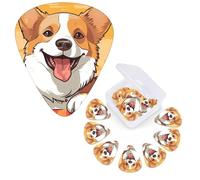 Guitar Picks 6 Pcs Guitar Plectrums with Storage Box 3 Different Thickness Cute corgi dog Guitar Picks Accessories Bass Pick for Electric Ukulele 2Pcs 0.46mm, 2Pcs 0.96mm, 2Pcs 0.71mm
