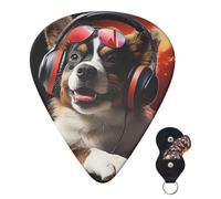 Guitar Picks 6 Pcs Guitar Plectrums with Storage Box 3 Different Thickness Cute Dog Wearing Headphones Guitar Picks Accessories Bass Pick for Electric Ukulele 2Pcs 0.46mm, 2Pcs 0.96mm, 2Pcs 0.71mm