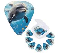 Guitar Picks 6 Pcs Guitar Plectrums with Storage Box 3 Different Thickness Cute Dolphin Guitar Picks Accessories Bass Pick for Electric Ukulele 2Pcs 0.46mm, 2Pcs 0.96mm, 2Pcs 0.71mm