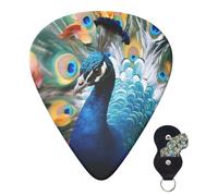 Guitar Picks 6 Pcs Guitar Plectrums with Storage Box 3 Different Thickness Cute Peacock Guitar Picks Accessories Bass Pick for Electric Ukulele 2Pcs 0.46mm, 2Pcs 0.96mm, 2Pcs 0.71mm