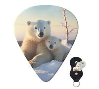 Guitar Picks 6 Pcs Guitar Plectrums with Storage Box 3 Different Thickness Cute Polar Bears Guitar Picks Accessories Bass Pick for Electric Ukulele 2Pcs 0.46mm, 2Pcs 0.96mm, 2Pcs 0.71mm