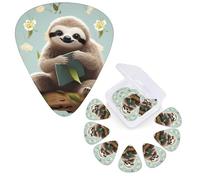 Guitar Picks 6 Pcs Guitar Plectrums with Storage Box 3 Different Thickness Cute Sloths Guitar Picks Accessories Bass Pick for Electric Ukulele 2Pcs 0.46mm, 2Pcs 0.96mm, 2Pcs 0.71mm