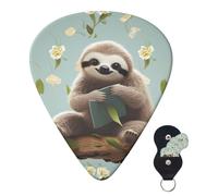 Guitar Picks 6 Pcs Guitar Plectrums with Storage Box 3 Different Thickness Cute Sloths Guitar Picks Accessories Bass Pick for Electric Ukulele 2Pcs 0.46mm, 2Pcs 0.96mm, 2Pcs 0.71mm