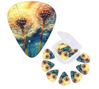 Guitar Picks 6 Pcs Guitar Plectrums with Storage Box 3 Different Thickness Dandelion DIY Drawing Paint Guitar Picks Accessories Bass Pick for Electric Ukulele 2Pcs 0.46mm, 2Pcs 0.96mm, 2Pcs 0.71mm