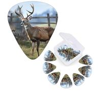 Guitar Picks 6 Pcs Guitar Plectrums with Storage Box 3 Different Thickness Deer Animal Guitar Picks Accessories Bass Pick for Electric Ukulele 2Pcs 0.46mm, 2Pcs 0.96mm, 2Pcs 0.71mm