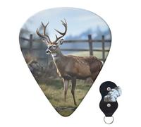 Guitar Picks 6 Pcs Guitar Plectrums with Storage Box 3 Different Thickness Deer Animal Guitar Picks Accessories Bass Pick for Electric Ukulele 2Pcs 0.46mm, 2Pcs 0.96mm, 2Pcs 0.71mm