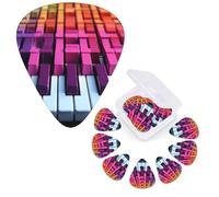 Guitar Picks 6 Pcs Guitar Plectrums with Storage Box 3 Different Thickness Different color keyboards Guitar Picks Accessories Bass Pick for Electric Ukulele 2Pcs 0.46mm, 2Pcs 0.96mm, 2Pcs 0.71mm
