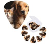 Guitar Picks 6 Pcs Guitar Plectrums with Storage Box 3 Different Thickness Dog and cat Guitar Picks Accessories Bass Pick for Electric Ukulele 2Pcs 0.46mm, 2Pcs 0.96mm, 2Pcs 0.71mm
