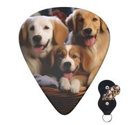 Guitar Picks 6 Pcs Guitar Plectrums with Storage Box 3 Different Thickness Dog Baskets and Dogs Guitar Picks Accessories Bass Pick for Electric Ukulele 2Pcs 0.46mm, 2Pcs 0.96mm, 2Pcs 0.71mm