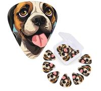 Guitar Picks 6 Pcs Guitar Plectrums with Storage Box 3 Different Thickness Dog Cartoon Face Guitar Picks Accessories Bass Pick for Electric Ukulele 2Pcs 0.46mm, 2Pcs 0.96mm, 2Pcs 0.71mm