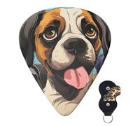 Guitar Picks 6 Pcs Guitar Plectrums with Storage Box 3 Different Thickness Dog Cartoon Face Guitar Picks Accessories Bass Pick for Electric Ukulele 2Pcs 0.46mm, 2Pcs 0.96mm, 2Pcs 0.71mm